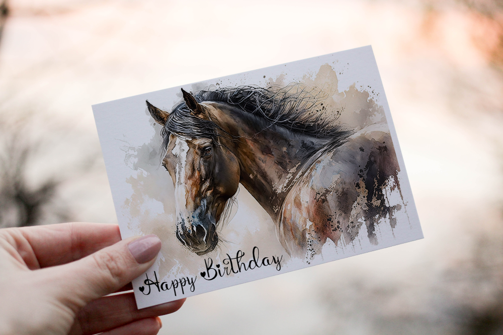 Horse Birthday Card, Brown Horse Birthday Card